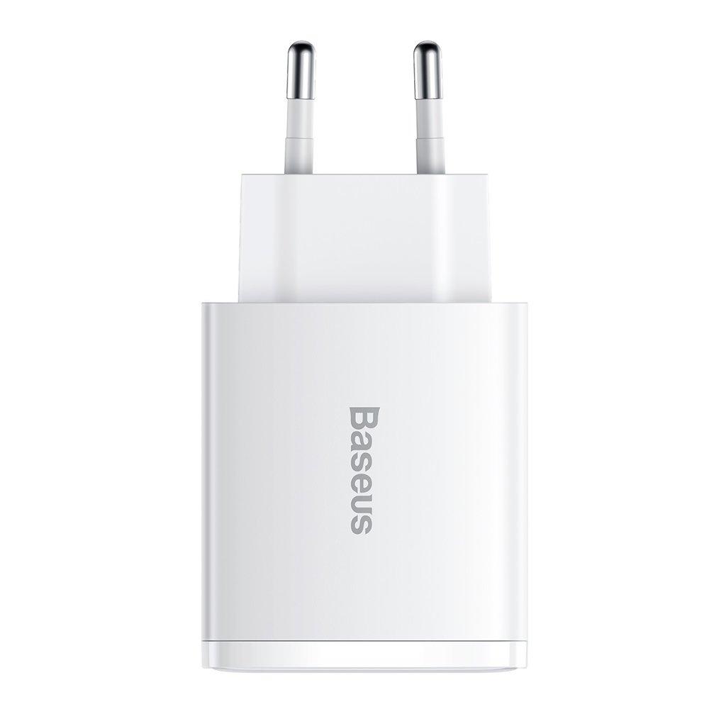 Baseus Compact Fast Charger 30W 2x USB/USB-C Power Delivery White
