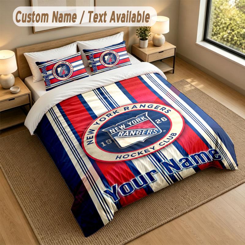 Bedding Set 1 Duvet Cover 2 Pillowcases New York Rangers Print Soft Bed Linen Bedroom Decor