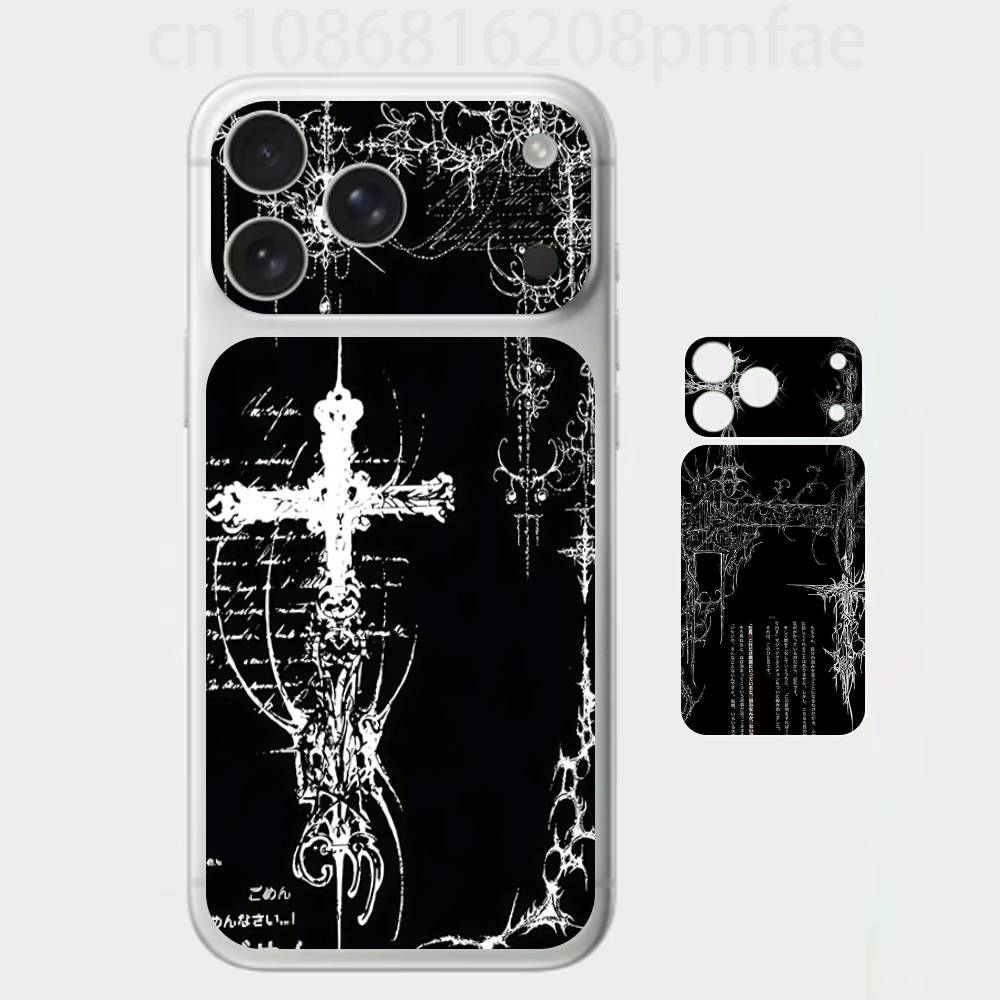 Готический Кибер-Сигил Крест Премиум Наклейка-Обертка для iPhone 17 Pro/Max, Задняя Рамка Защитная Наклейка на Камеру (Не чехол)