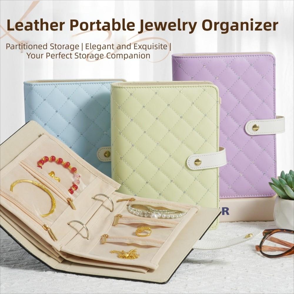 PU Leather Jewellery Binder Zipper Jewelry Organizer Roll Creative Jewelry Storage Bag Necklace
