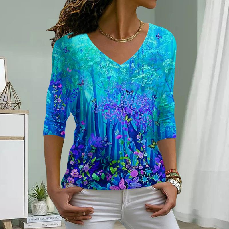 Женские футболки с принтом полых бабочек, женские топы, длинные рукава, V-образный вырез, пуловер, женские футболки, футболка для женщин