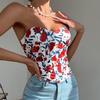 Women Bare Shoulder Y2K Crop Tops Printed Sleeveless Vest Woman Sexy Backless Slim Strapless Tank Tops Femme Fishbone Corset