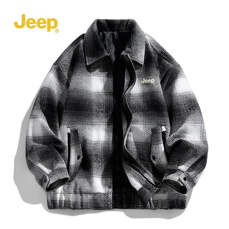 Jeep Мужская ретро клетчатая куртка с лацканами