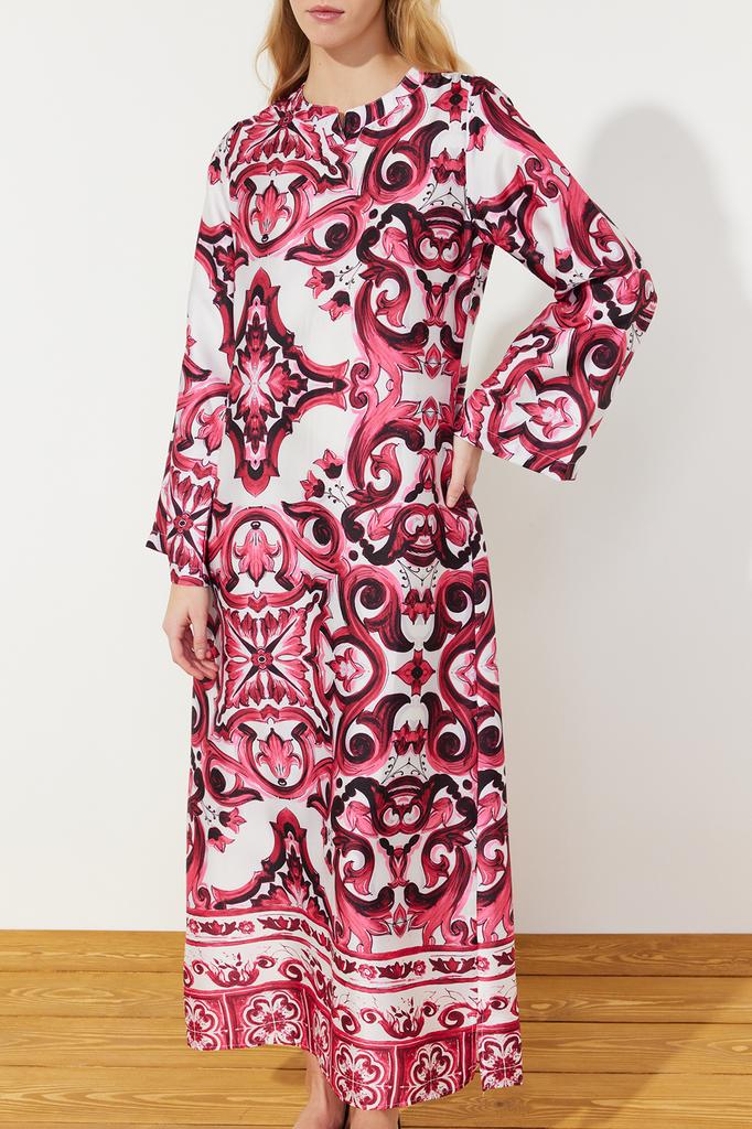 Женская мода новое вечернее платье в хиджабе синее атласное вечернее платье с этническим рисунком