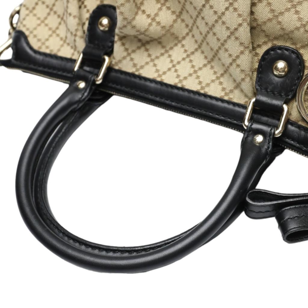 GUCCI Diamante Shoulder Bag canvas Black x beige Women 247902 Used