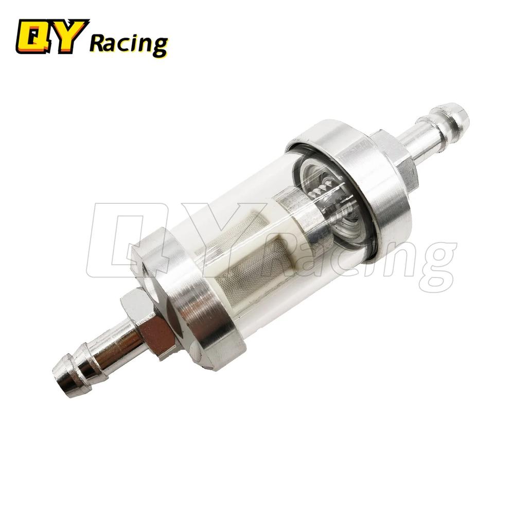 8mm CNC Aluminum Alloy Glass Motorcycle Gas Fuel Gasoline Oil Filter Moto Accessories For ATV Dirt Pit Bike Motocross