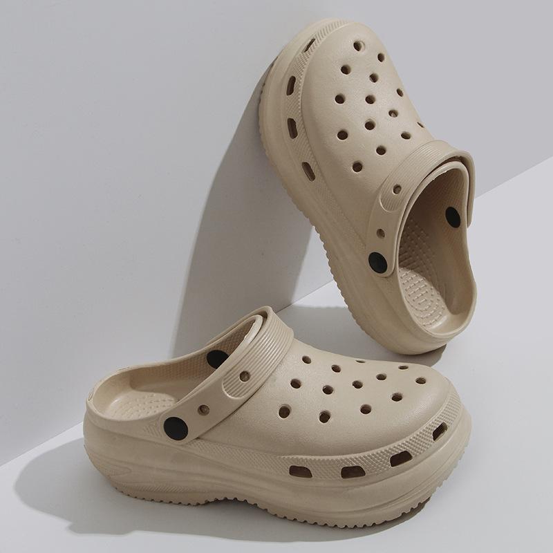 Женские сандалии на толстой подошве с отверстиями, новинка лета, увеличивающие рост, пляжные, для моря, сумка-голова, полушлепанцы женские