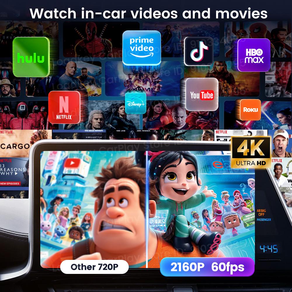 BER1 CarlinKit 3 в 1 Android 15 CarPlay AI Box Беспроводной адаптер Android Auto Qualcomm SM6350 128 ГБ 8-ядерный для Youtube Netflix FOTA