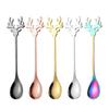 1Pc 304 Stainless Steel Cartoon Christmas Elk Spoon Cute Deer Head Mini Ice Cream Spoons Coffee Dessert Stirring Spoon Tableware