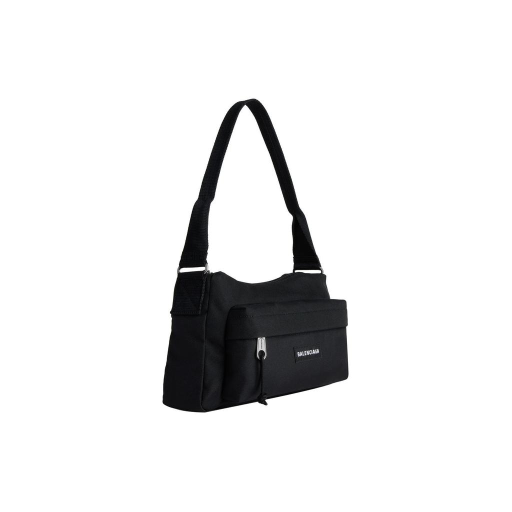 Balenciaga Explorer Letter Logo Patch Zip Closure Fabric Tote Shoulder Bag Men bags Black 7875742JMF71000