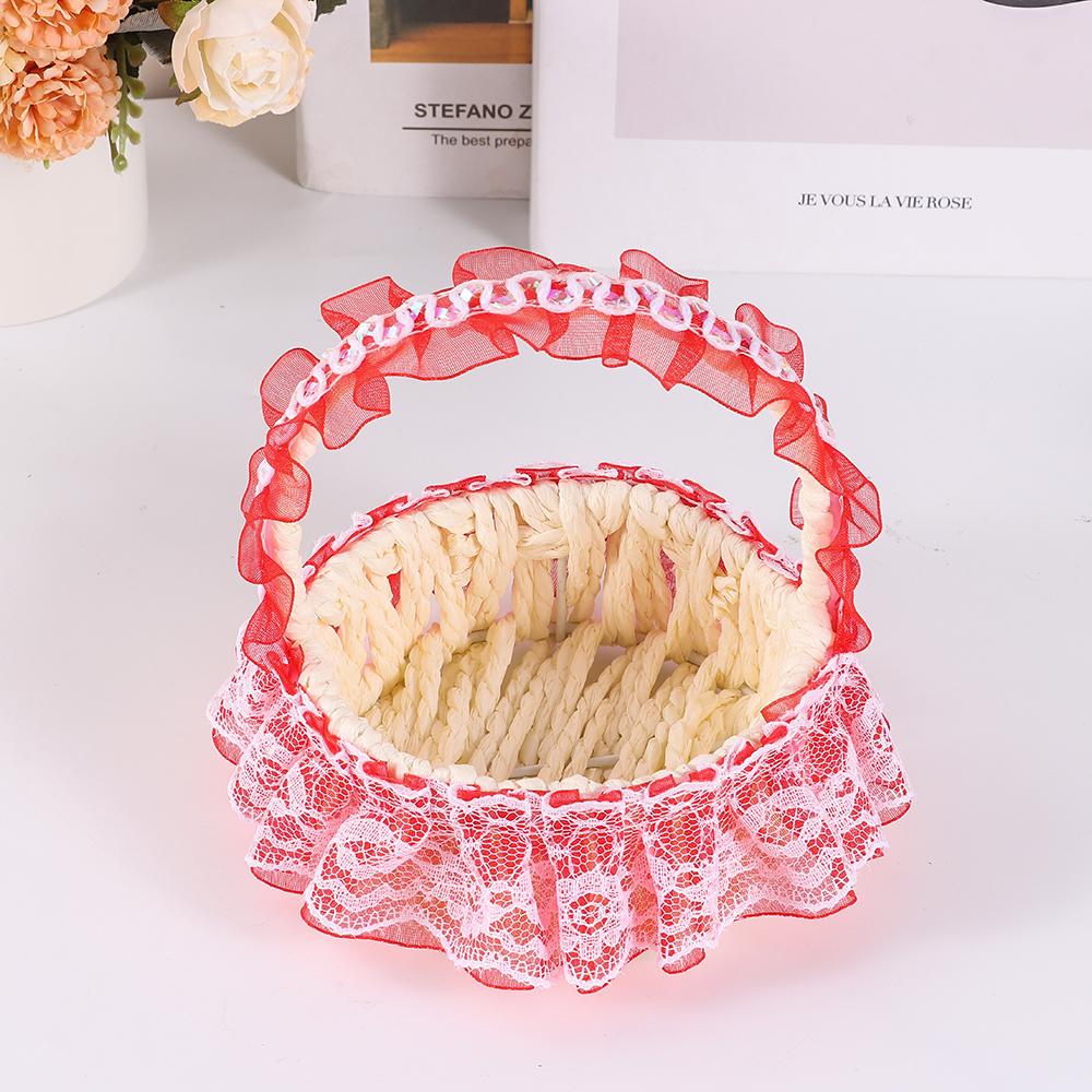 with Lace Flower Storage Basket Shopping Storage Hamper Basket For Plant Home Wedding