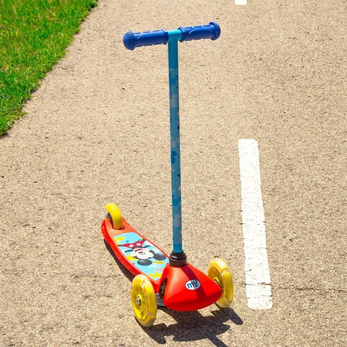 Trottinette 3 roues enfant - Disney - Mickey Mouse - 55x23x68 cm - Roues lumineuses - Base antidérapante - Frein arrière