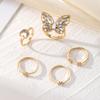 Light luxury style personalized diamond butterfly moon ring5A set of versatile, vintage-style metal open rings