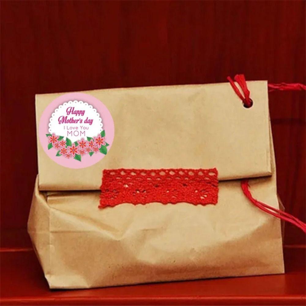 PVC Mother's Day Stickers Carnation Decorative Sticker Roll Envelope Seals for Gift Wrapping