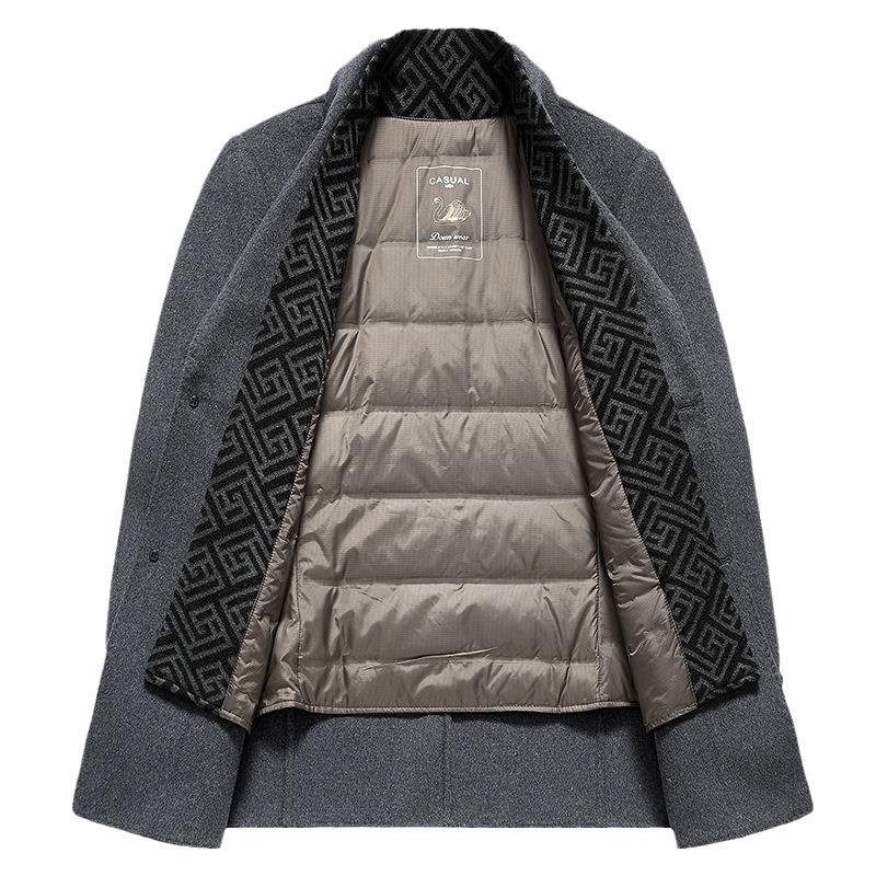 Men's Woolen Coat Business Casual Scarf Collar Removable Down Liner Double-sided Woolen Coat Jacket