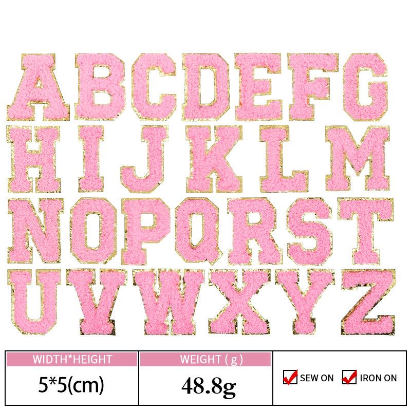 Colorful English Letter Chenille Embroidery Patches Iron on Sew on Garment Alphabet Crochet Patches for Clothing Hat Cap Craft