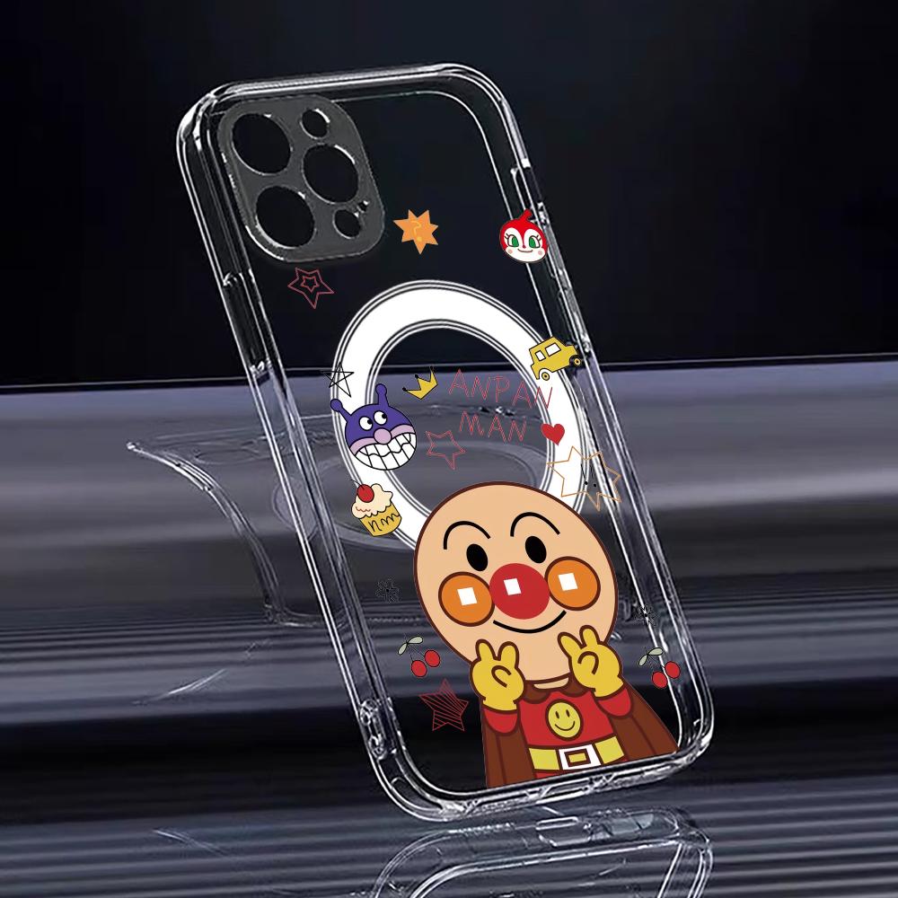 Аниме А-Анпанман Милый Чехол для Телефона для iPhone 17 16 15 14 13 12 Pro Max Plus С Магнитным Кристально Чистым Чехлом Беспроводная Зарядка
