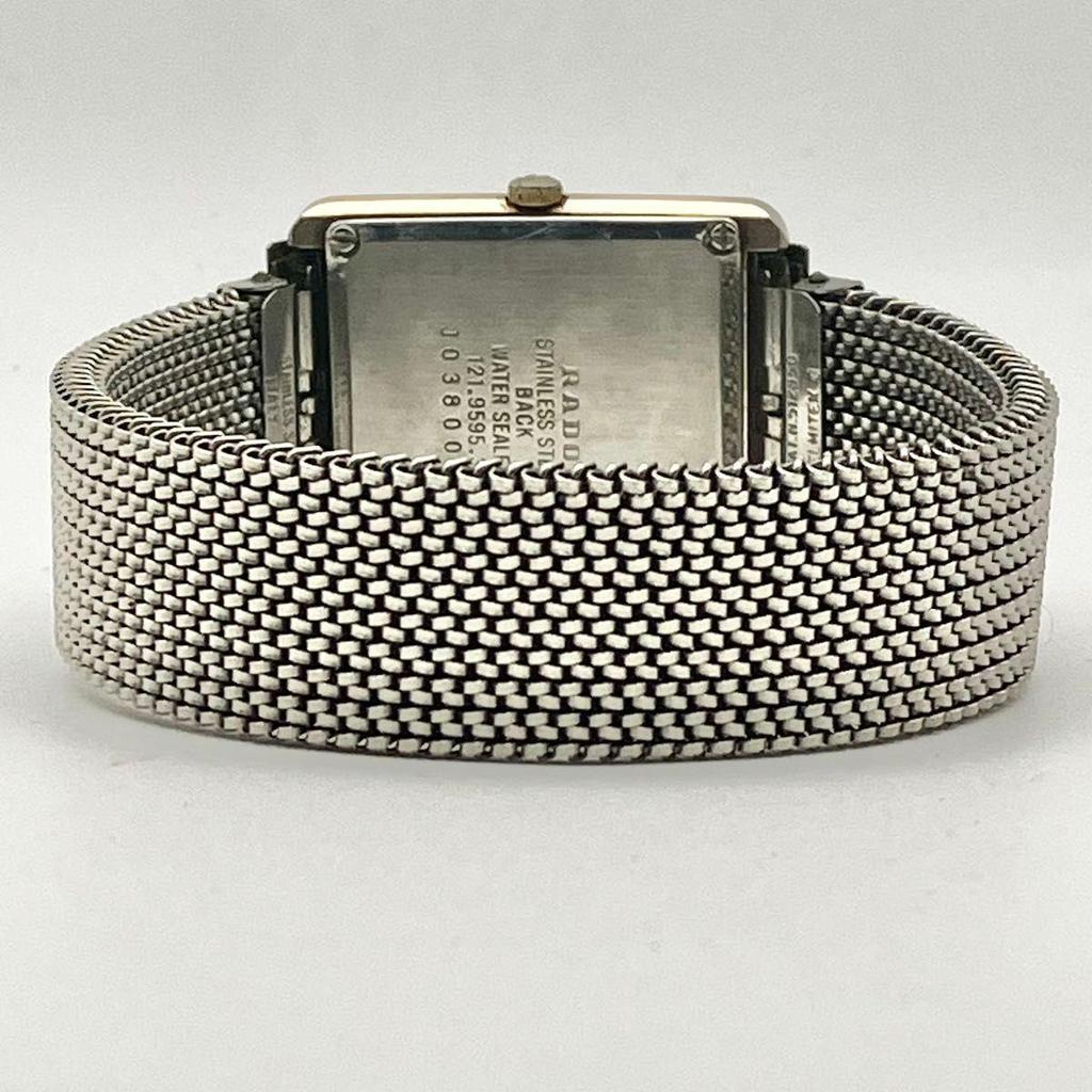 Б/у Рабочее item Часы Rado Diastar Мужские Золотой циферблат Квадратные Новая батарейка RADO DIASTAR Серебристый QZ