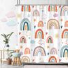 Rainbow Shower Curtain Colourful Cute Bohemian Abstract Print Kids Shower Curtain Polyester Fabric Art Bathroom Decor With Hooks