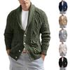 Men's Solid Color Slim-Fit Long-Sleeved Knitted Open Cardigan Sweater