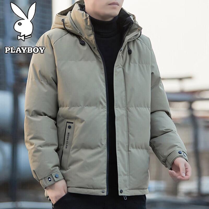PLAYBOY Мужская зимняя ветрозащитная куртка с капюшоном и утеплителем