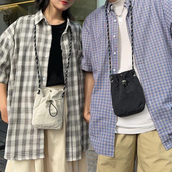 Crossbody Bag with Drawstring Casual Shoulder Bag Small Square Sling Bag Crossbody Mobile Phone Bag for Travel Shopping