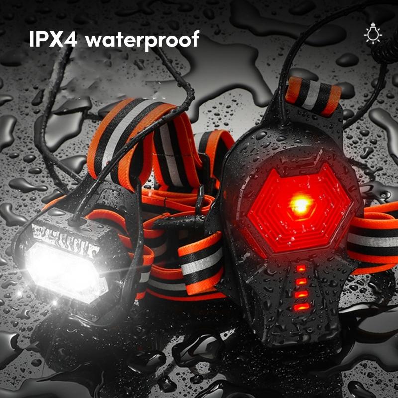 Водонепроницаемое снаряжение для бега IPX4 для бегуна, перезаряжаемые через USB фонари для ночного бега, светодиодный налобный фонарь с сигнальным фонарем безопасности