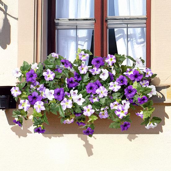 2 шт. Подвесные искусственные ипомеи, устойчивые к УФ-излучению, реалистичные поддельные пластиковые цветы, свадебная вечеринка, сад, настенный декор, искусственное цветение