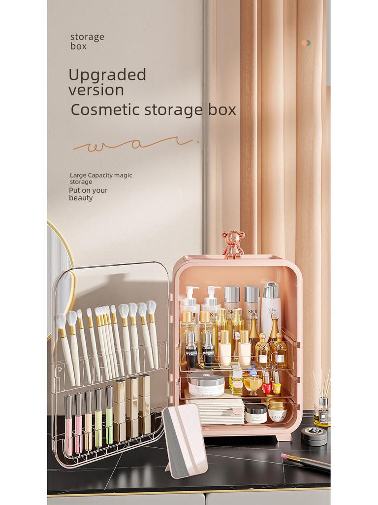 Large Capacity LED Makeup Storage Box with Mirror & Lipstick Organizer