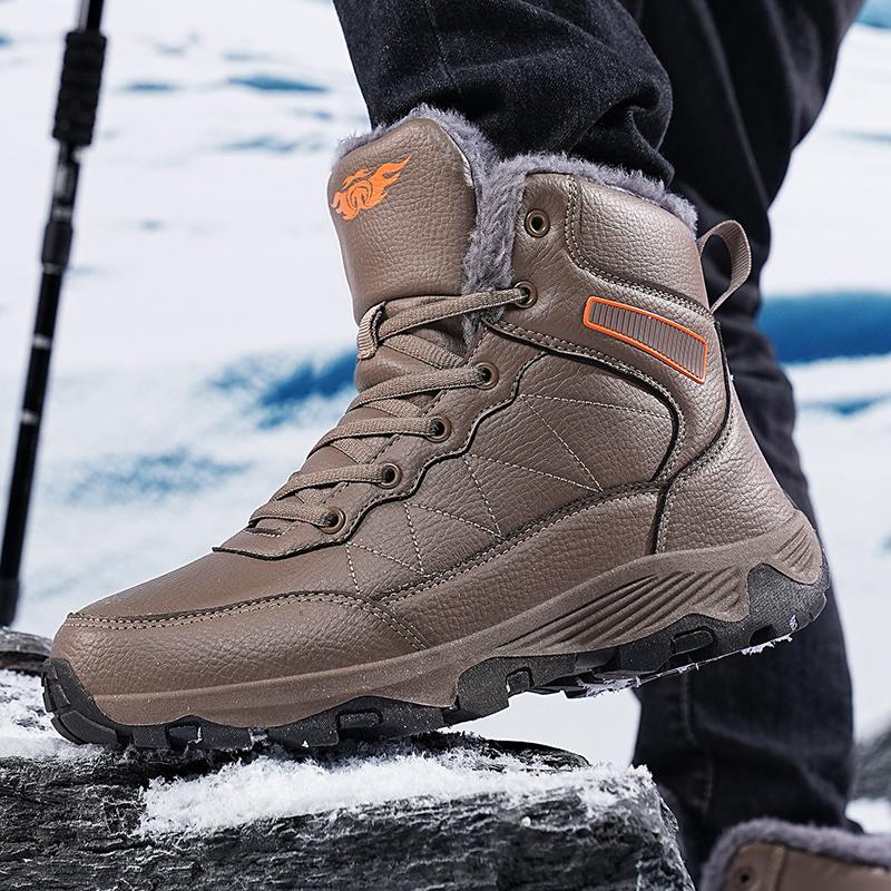 Зимние ботинки для мужчин, высокие мужские ботинки, плюшевые теплые ботильоны на шнуровке, черные высококачественные роскошные кроссовки, размер обуви 39-48