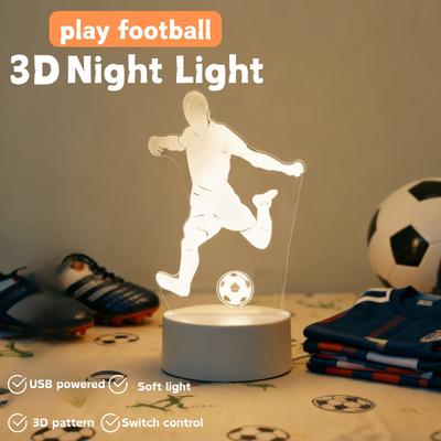 3D football sports desk lamp USB power supply bedroom bedside creative desk lamp sports enthusiast gift decoration night light