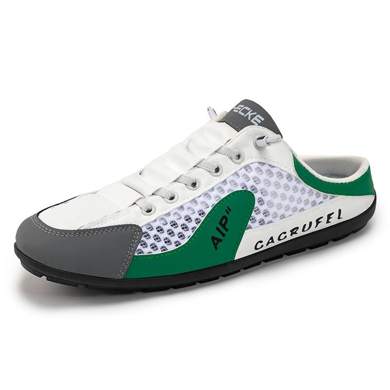 Мужская обувь лето новая мода шлепанцы удобные дышащие сандалии сетка один педаль повседневная обувь сращивание одинарная обувь