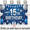Party Backdrop 15Th Birthday Stars Blue Flat Balloons Number Wedding Celebrations Celebration Photo Booth Front Door Decor