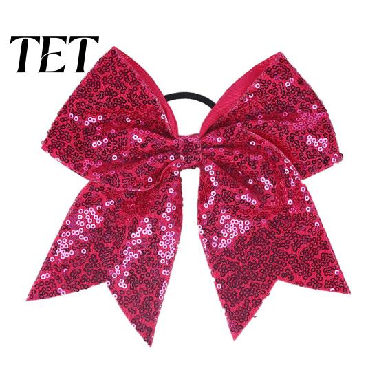 Dance Team Hair Ties Sequins Bows, Elastic Tie, Large Cheerleading Performance Band Ponytail Holder, Glitter Scrunchies for Women Girls Teens