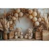 Boho Pampas Teddy Bear Photography Background Balloons Arch Tent Decor Cake Smash Baby 1st Birthday Indoor Photocall Backdrops