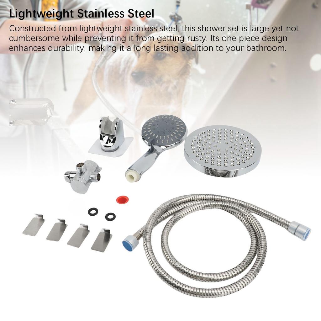 Shower System Rain Showerhead Handheld Spray Set Stainless Steel 3 Functions Large Coverage Area 5 Layer Polished for Bathroom