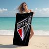 proof beach towel with São Paulo FC logo pattern - soft,absorbent,quick-drying,machine washable - perfect for swimming,camping,bathing