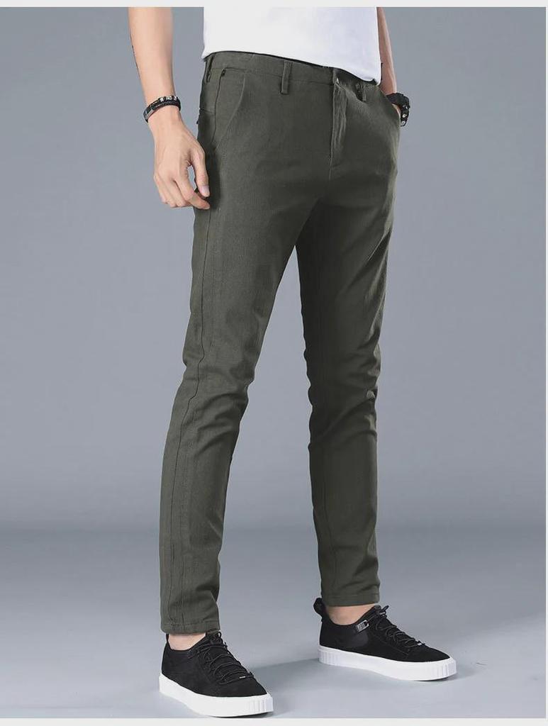 Мужские летние брюки Slim Fit - модные повседневные однотонные спортивные брюки