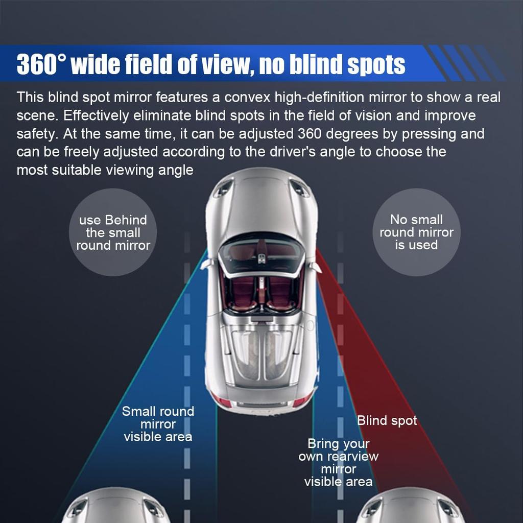 2PCS Car Blind Spot Mirrors, Adjustable HD Round Automotive Rear View Mirror, Frameless Wide Angle Convex Mirror, Universal Vehicle Auxiliary Mirrors