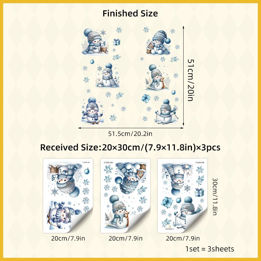 Blue Snowman Wall Sticker Ins Double-sided Visual Decorative Sticker 2026 Cartoon Cute Christmas Window Sticker Self-adhesive