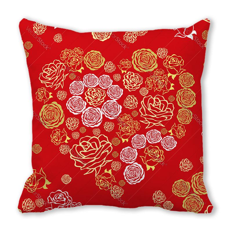 Home Decor Red Heart Patterns: Love themed Pillow Covers Pattern Cushion Cover Suitable for Sofa Bedroom Car Pillow Cover