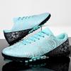 Мужские/женские синие и белые футбольные бутсы на резиновой мягкой подошве с короткими ногтями и искусственным покрытием, молодежные футбольные бутсы