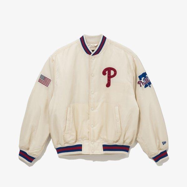 New Era Philadelphia Phillies Authentic Stadium Jacket Ivory 14742062