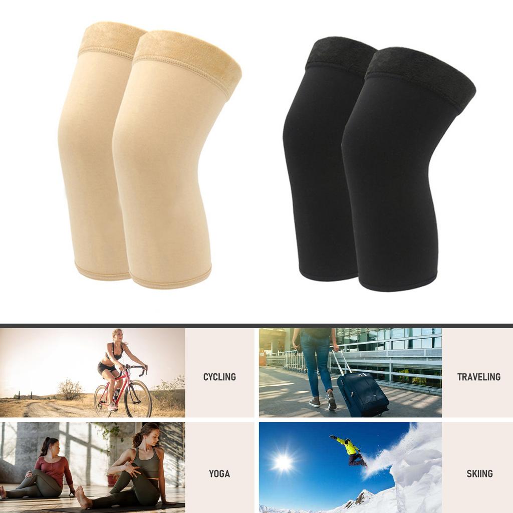 Pair of Knee Warmers Thermal Elastic Non-Slip Braces Protector Knee Pad Compression Sleeve for Women