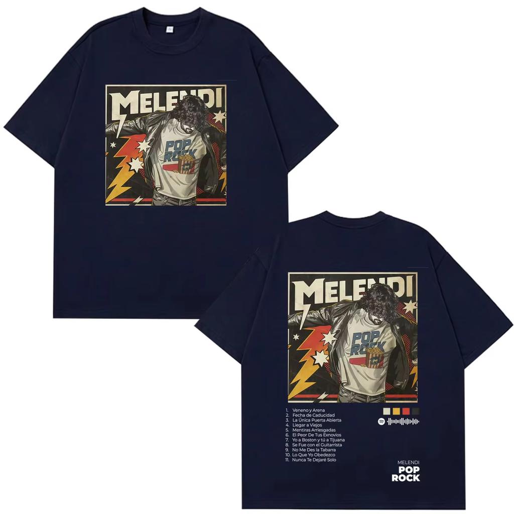 2026 New Melendi Pop Rock Album Tour Graphic‑Print Unisex Short‑Sleeve T‑Shirt, Fashion Hip‑Hop Casual Street‑Wear Top Women And Men T-Shirt