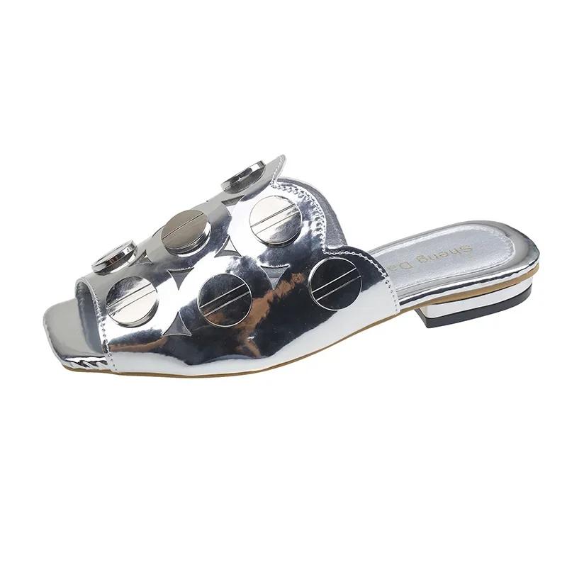 Дизайнерские женские шлепанцы на толстой подошве Элегантные босоножки на каблуке Женская обувь 2025 Роскошные брендовые шлепанцы Вечернее платье Новые Mujer Zapatos