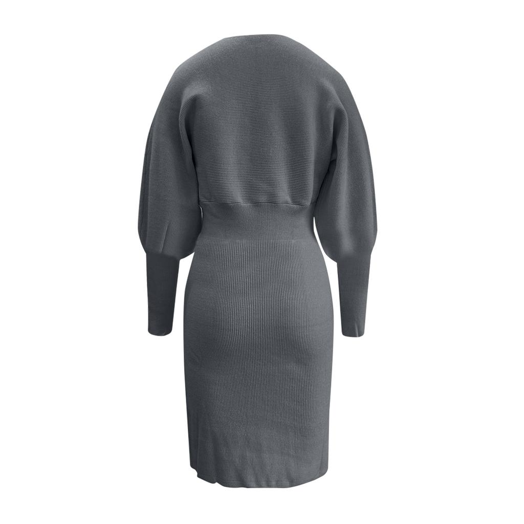 Women's Fall And Winter Fashion Sexy Slim Waisted Package Hip Dating Long Sleeve Dresses