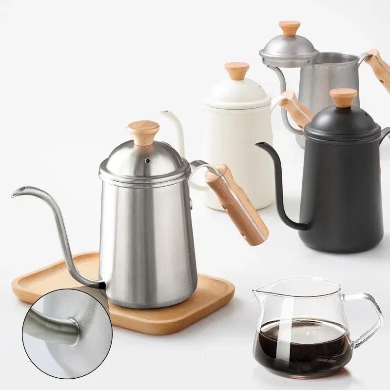 650ML Coffee Hand Brewed Pot Japanese Long Narrow Spout Handle Stainless Steel Kettle Camping Teapot Coffee Brewing Accessories