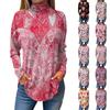 Tee Shirts For Women Fall Casual Long Sleeve Shirts Sweatshirt Printed High Neck Top Pullover
