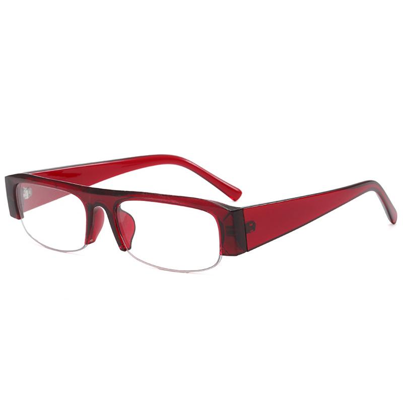 Stage Prop Small Rectangle Women Sunglasses Vintage Clear Lens Men Half Frame Eyewear Shades UV400 Beach Vacation Sun Glasses